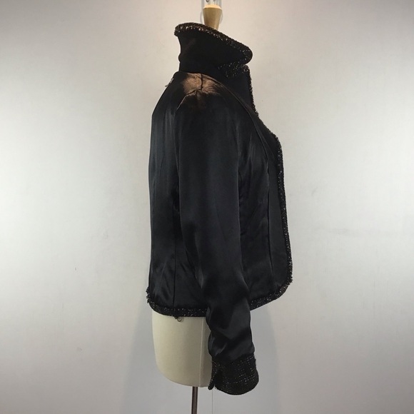 Ann Taylor black and white tweed wool blend blazer fringe edged blazer size 6 - Picture 10 of 14